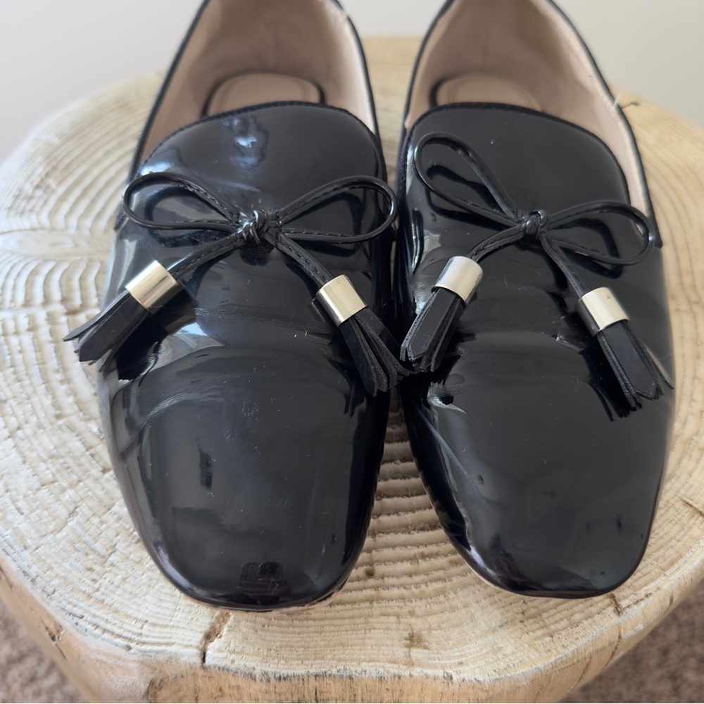 Zara Moccasin Black Patent Loafers with Tassels 7.5 US/38 EU - Picture 8 of 12